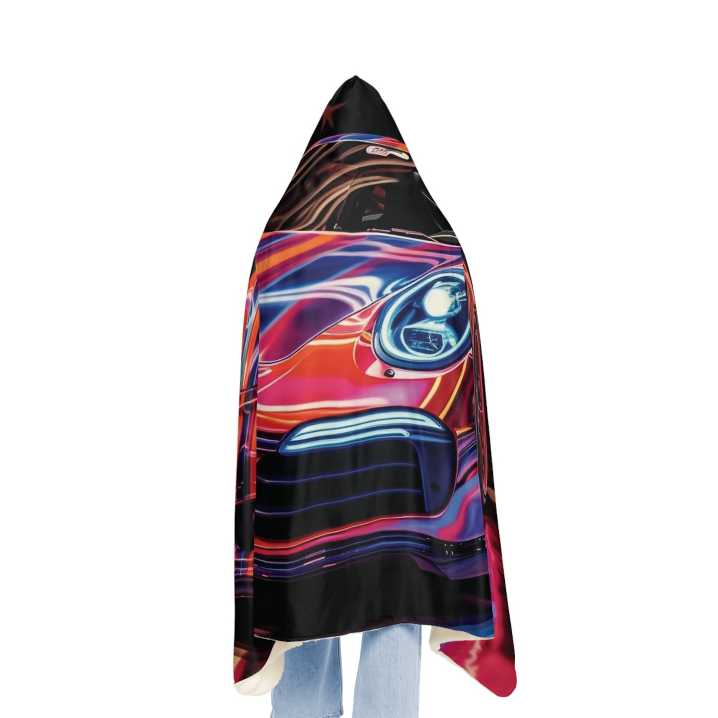 Snuggle Hooded Blanket American Flag Colored Porsche 3