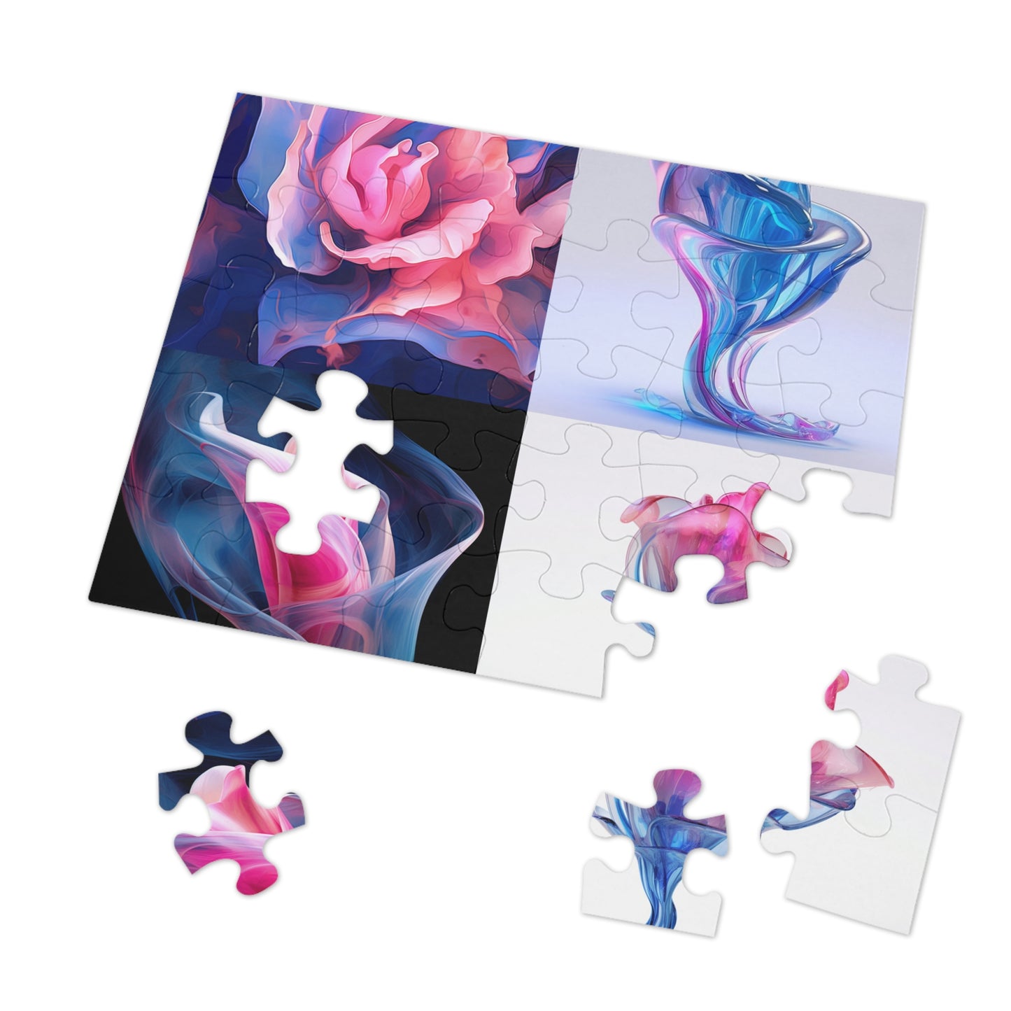 Jigsaw Puzzle (30, 110, 252, 500,1000-Piece) Pink & Blue Tulip Rose 5