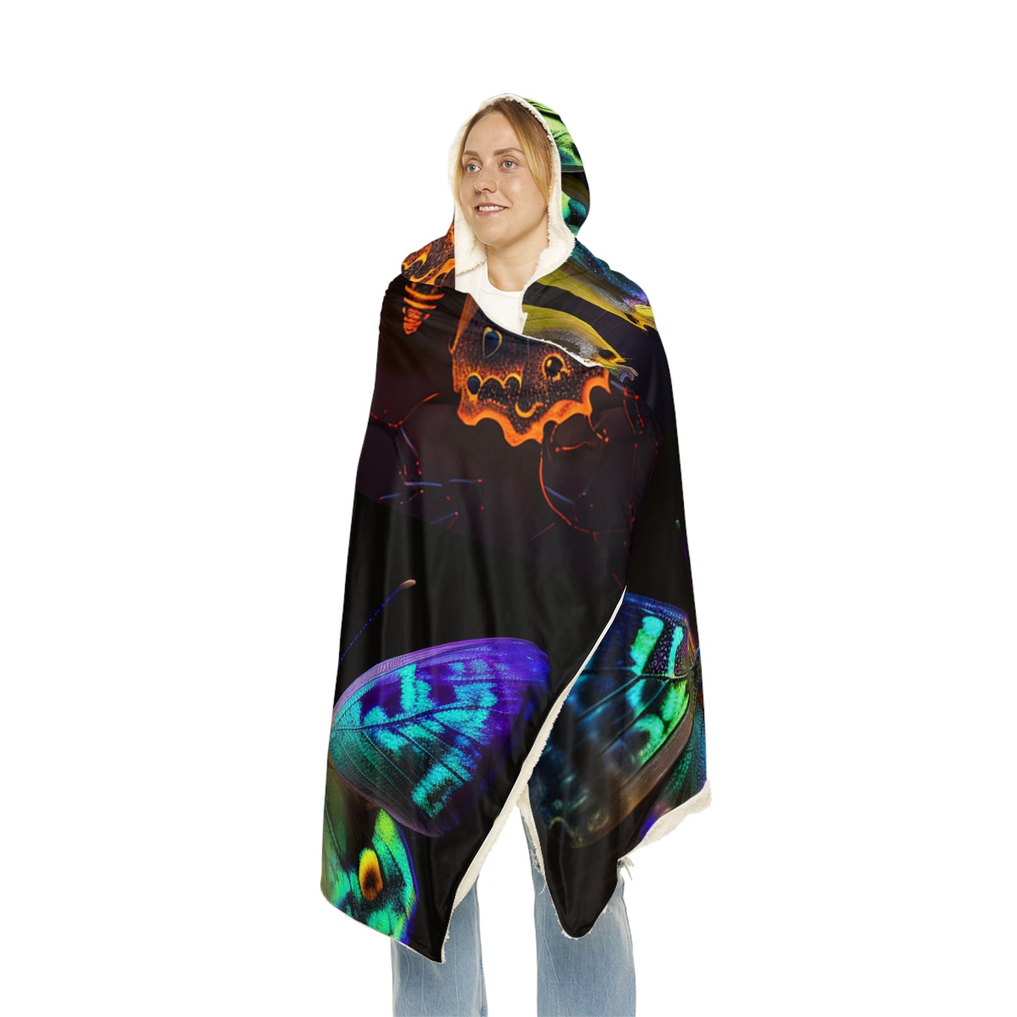 Snuggle Hooded Blanket Neon Hue Butterfly 5