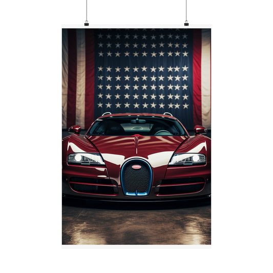 Premium Matte Vertical Posters American Flag Background Bugatti 1