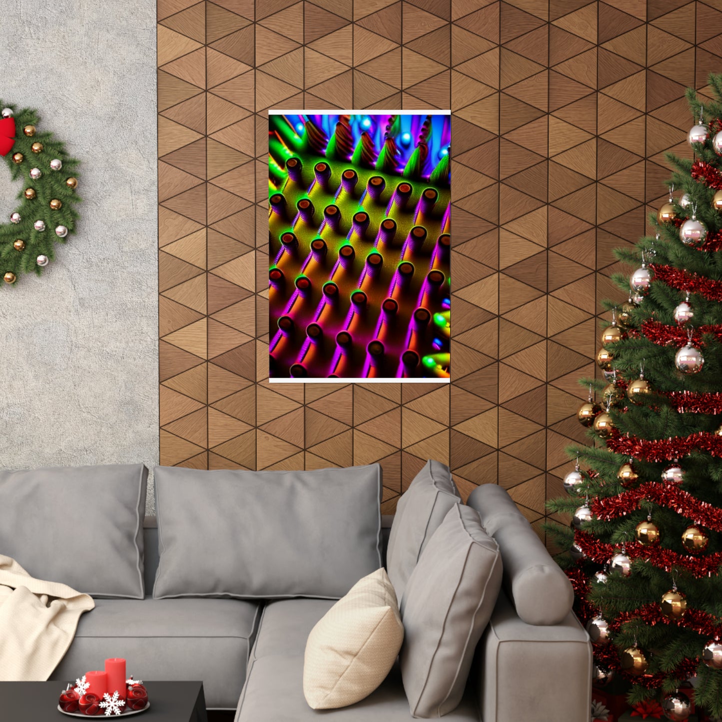 posters Macro Cactus neon square 1