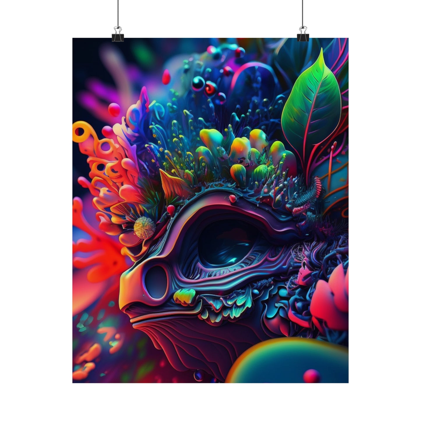 Premium Matte Vertical Posters Florescent Skull Death 2