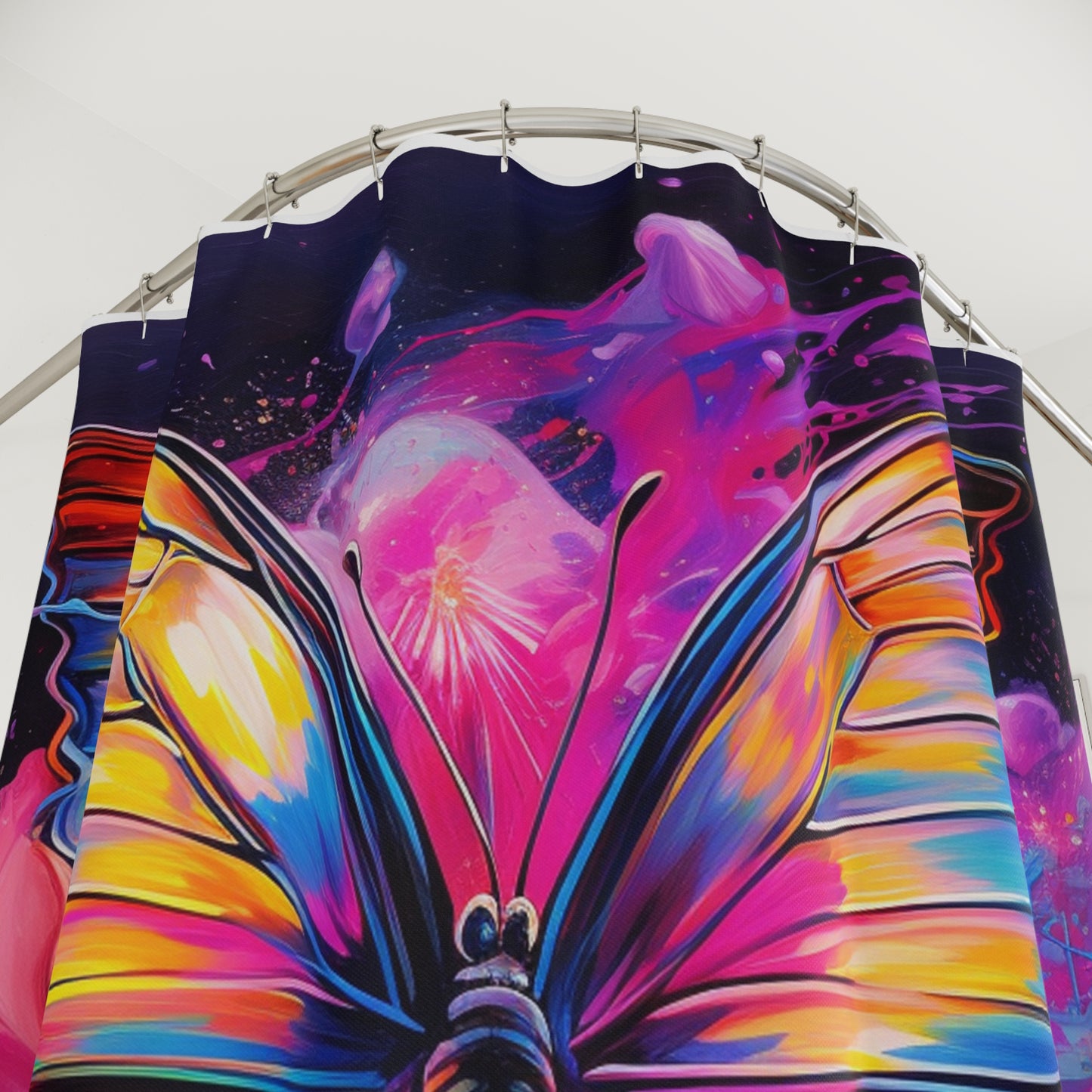 Polyester Shower Curtain Pink Butterfly Flair 3