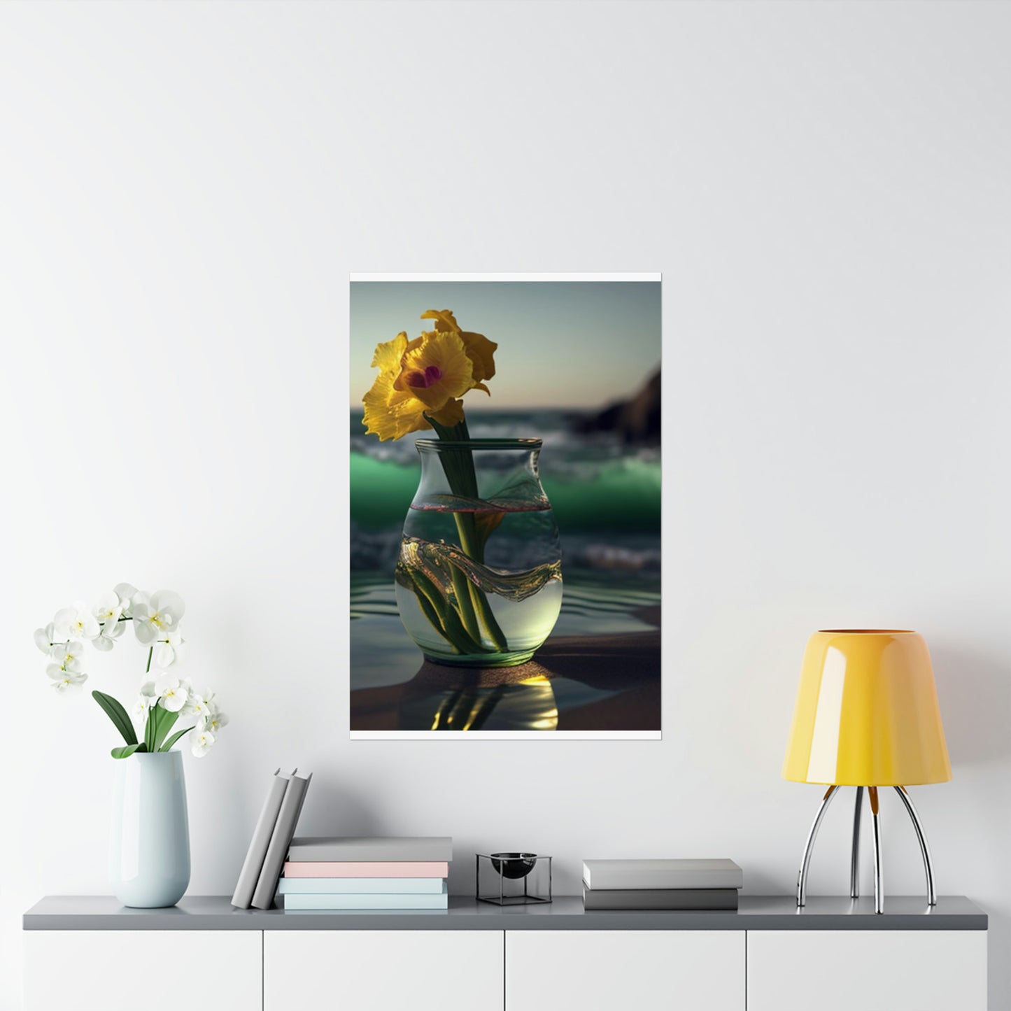 Premium Matte Vertical Posters Yellow Gladiolus glass 1