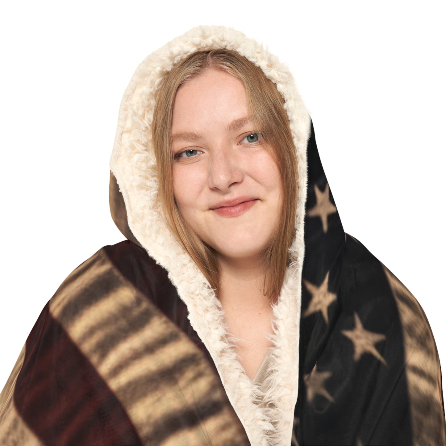 Snuggle Hooded Blanket American Flag Background Porsche 4