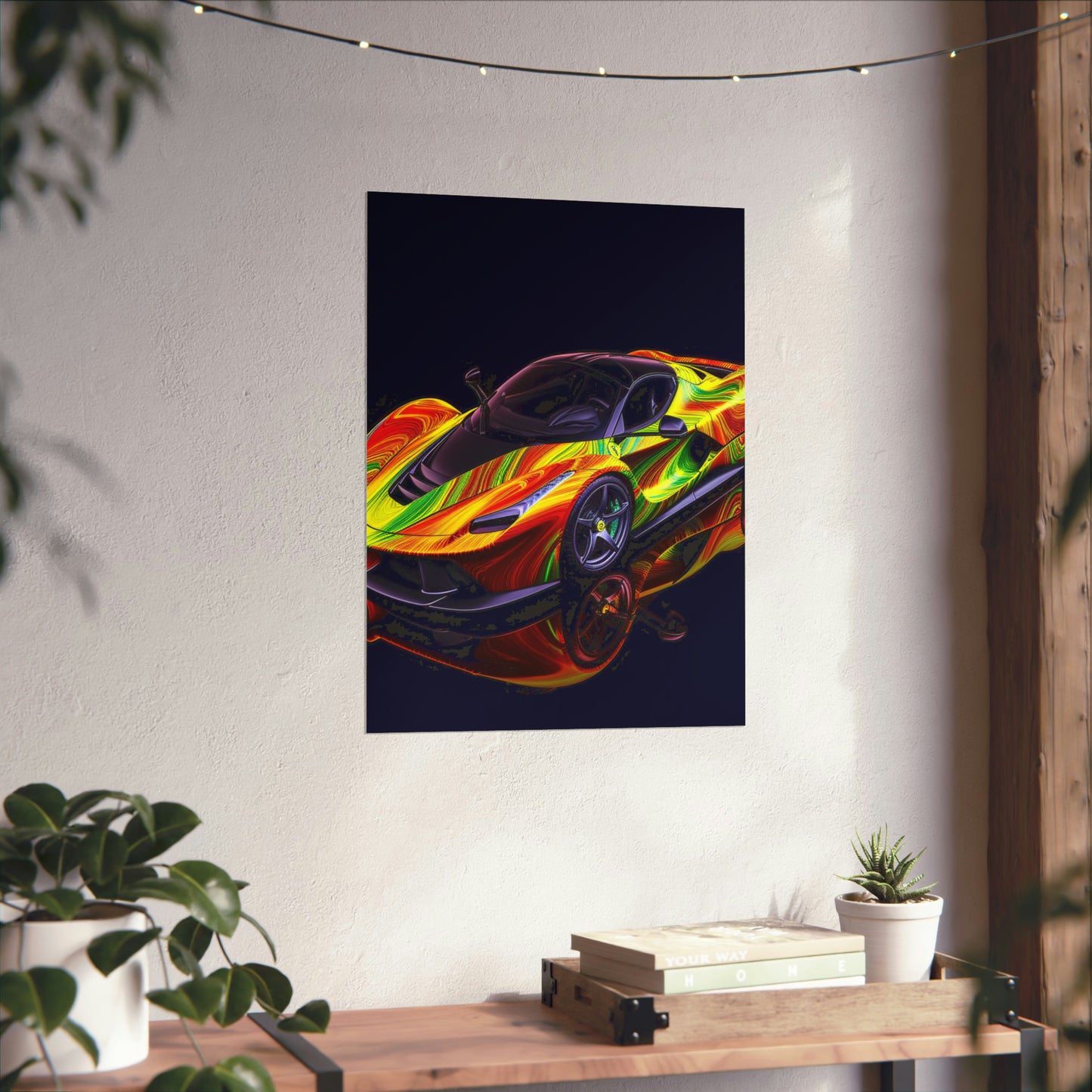 Premium Matte Vertical Posters Ferrari Neon 4