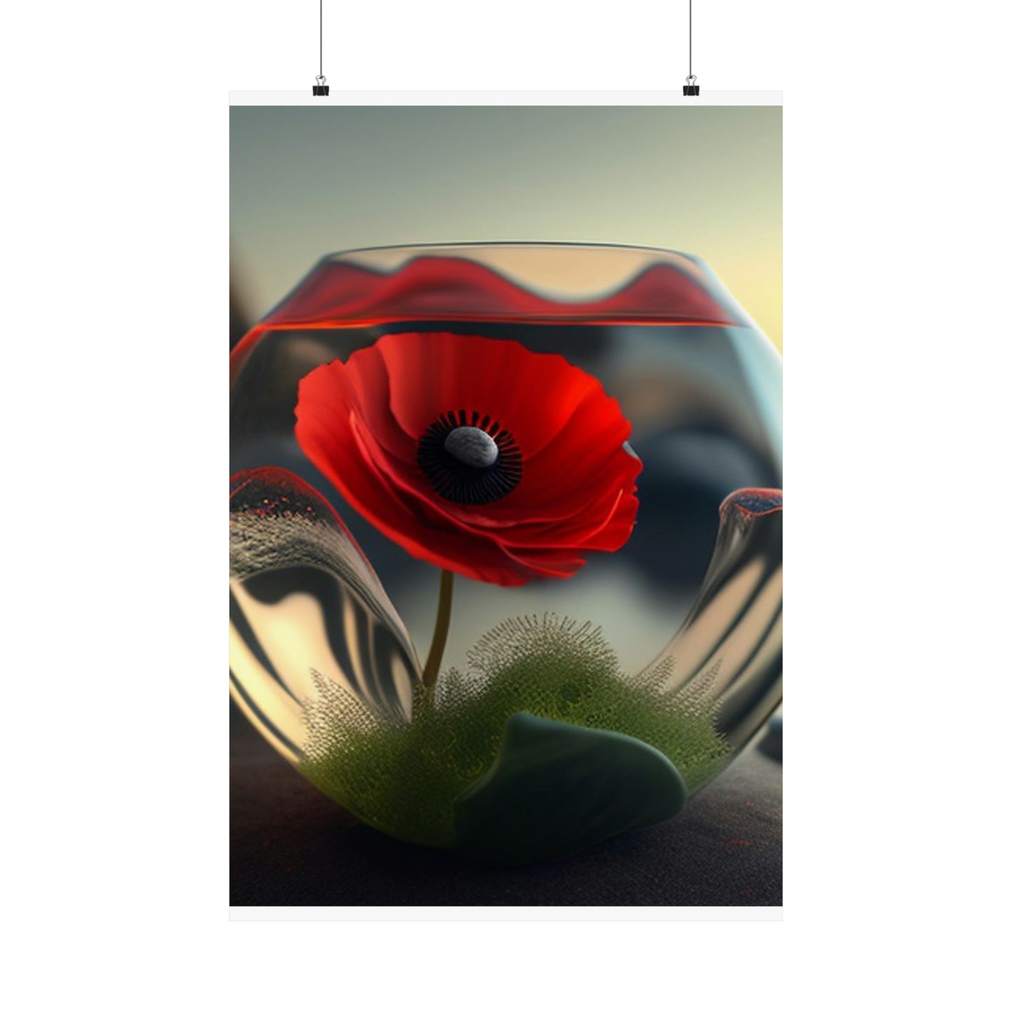 Premium Matte Vertical Posters Red Anemone in a Vase 3