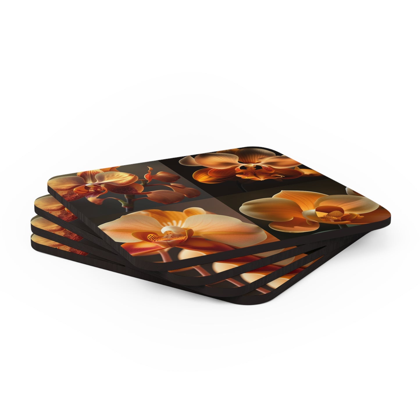 Corkwood Coaster Set Orange Orchid 5