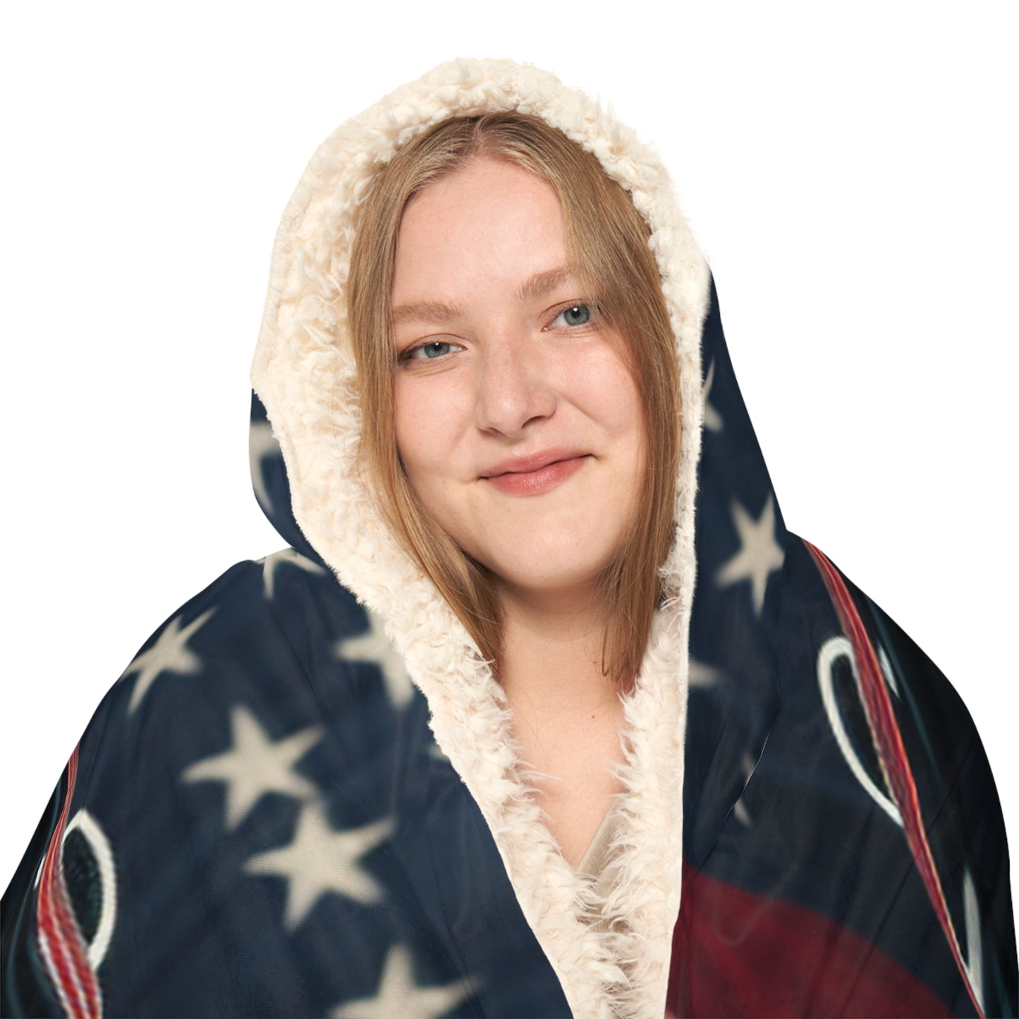 Snuggle Hooded Blanket American Flag Background Bugatti 1