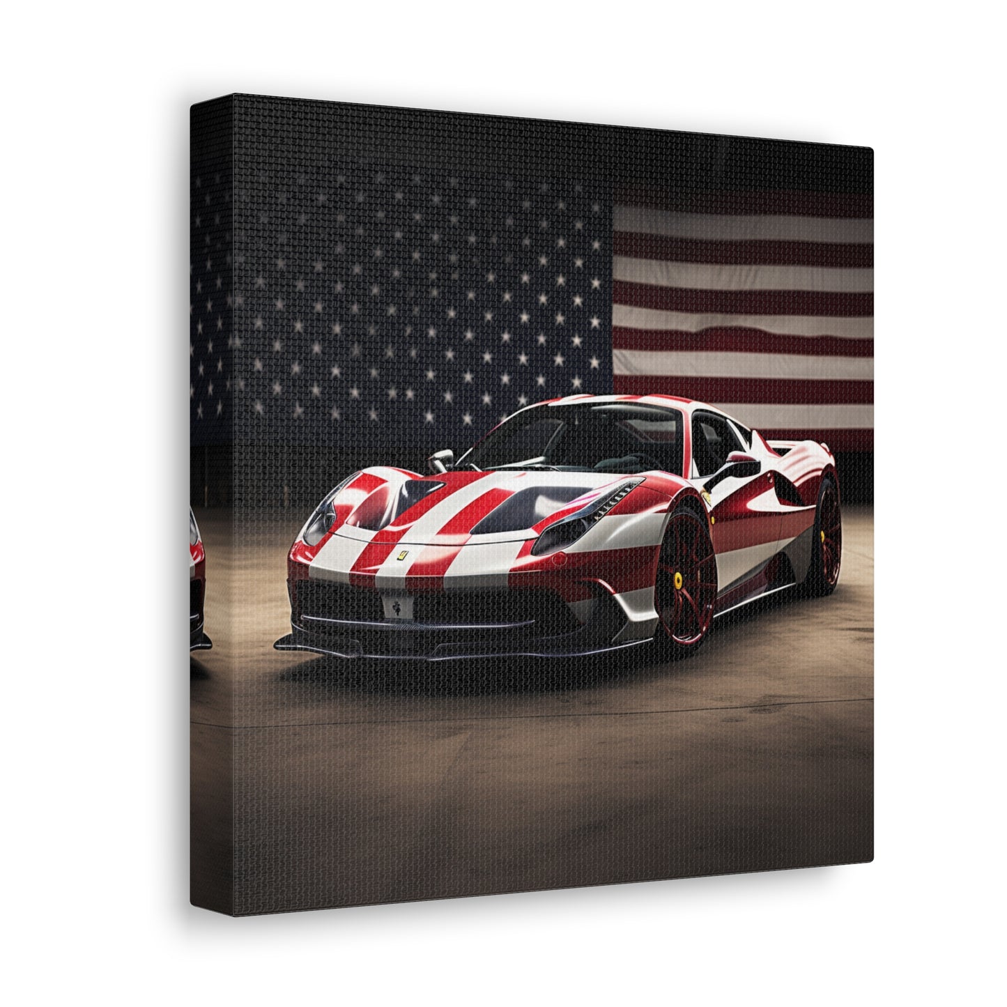 Canvas Gallery Wraps American Flag Background Ferrari 2