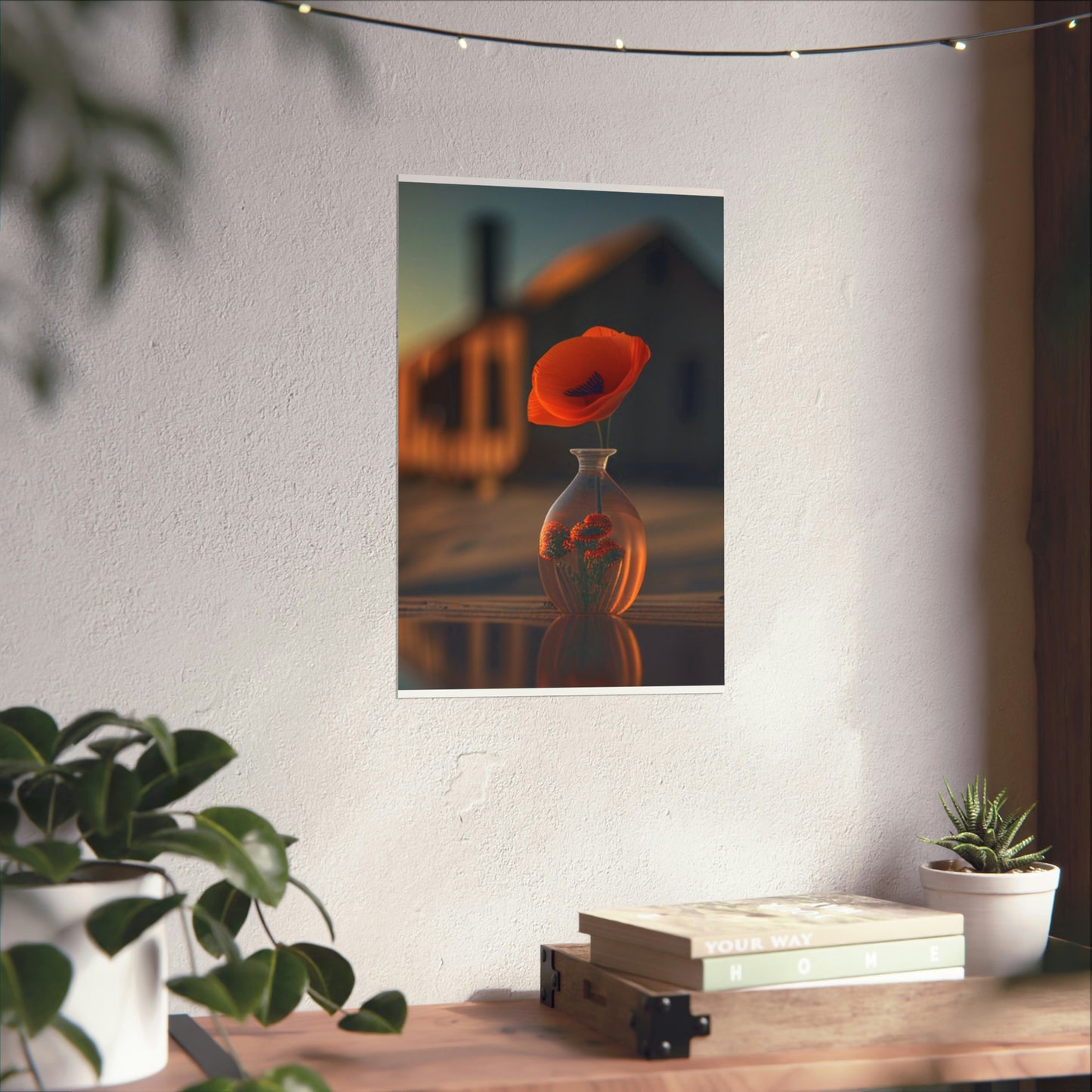 Premium Matte Vertical Posters Orange Poppy in a Vase 3