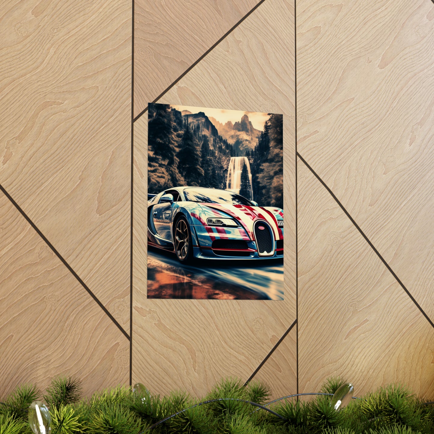 Premium Matte Vertical Posters Bugatti Waterfall 1