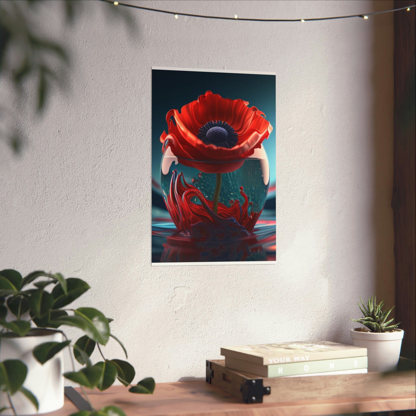 Premium Matte Vertical Posters Red Anemone in a Vase 2