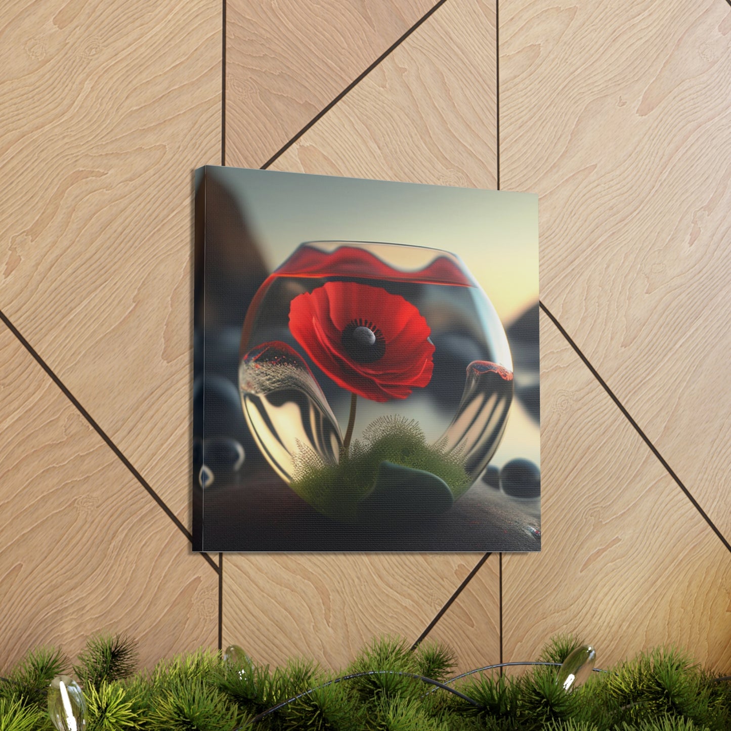 Canvas Gallery Wraps Red Anemone in a Vase 3