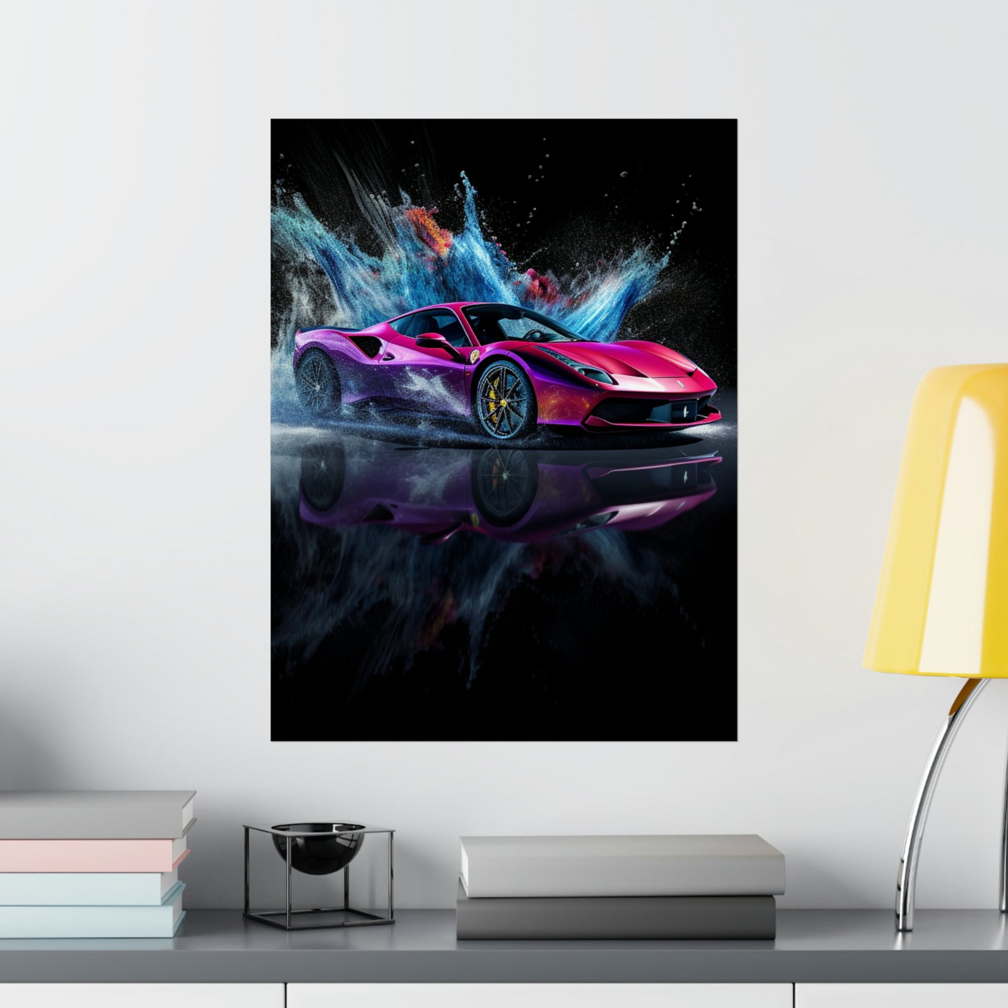 Premium Matte Vertical Posters Ferrari Water Splash 4