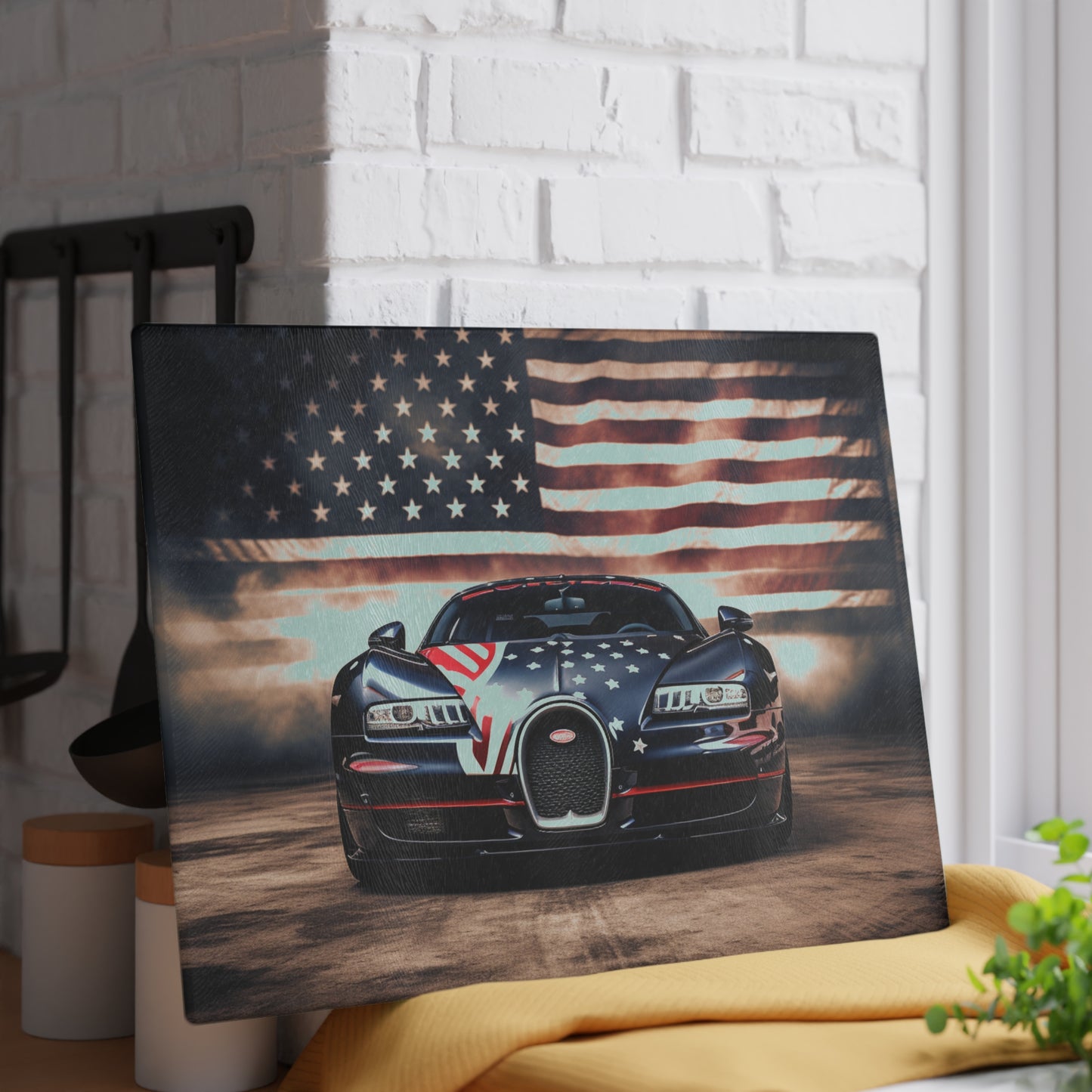 Glass Cutting Board Bugatti American Flag 2