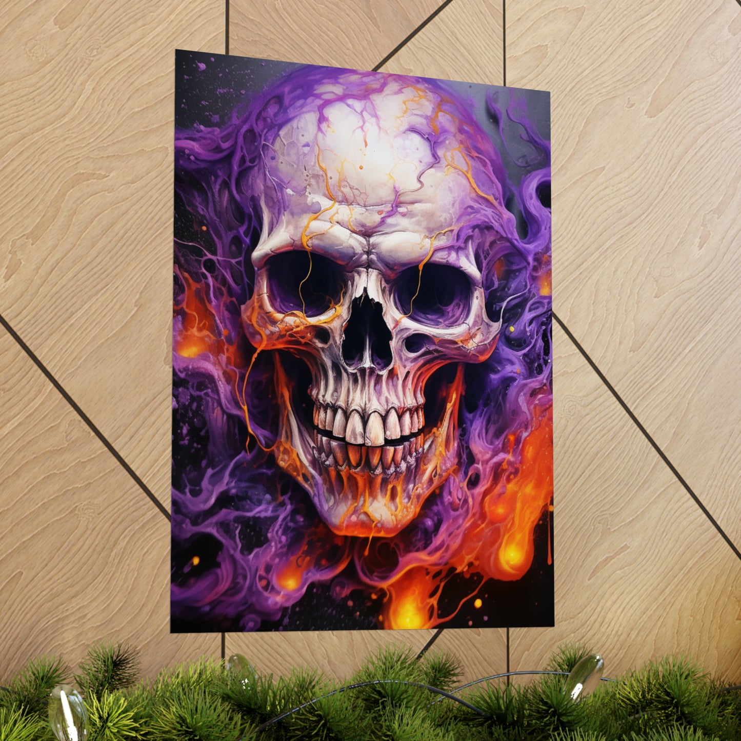 Premium Matte Vertical Posters Skull Flames 2