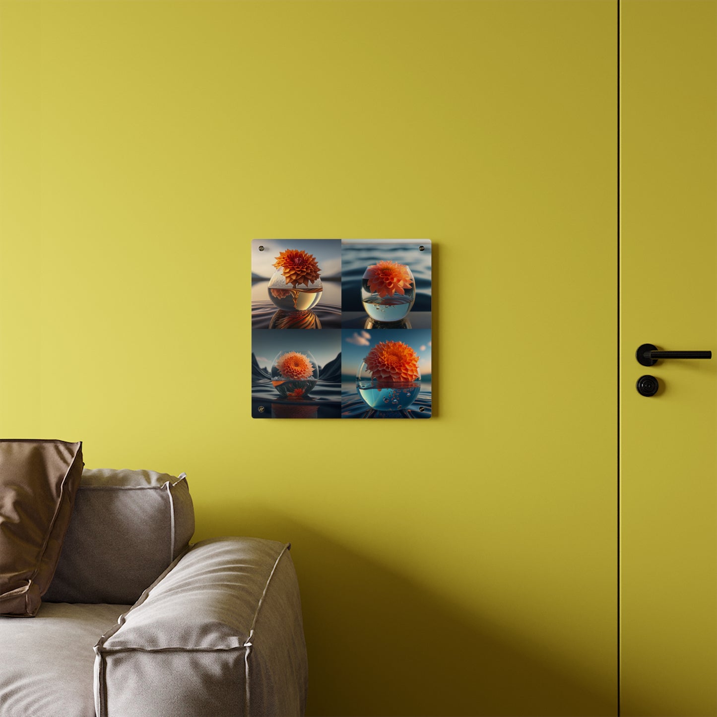 Acrylic Wall Art Panels Dahlia Orange 5