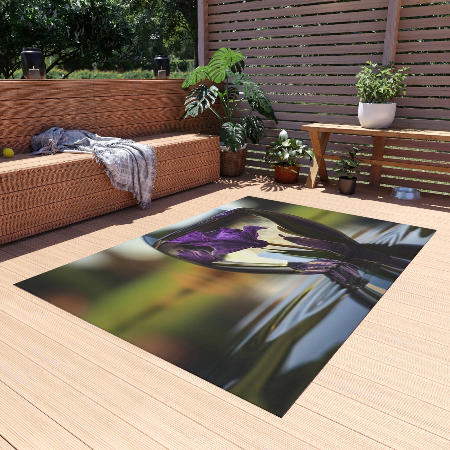 Outdoor Rug  Purple Iris in a vase 3