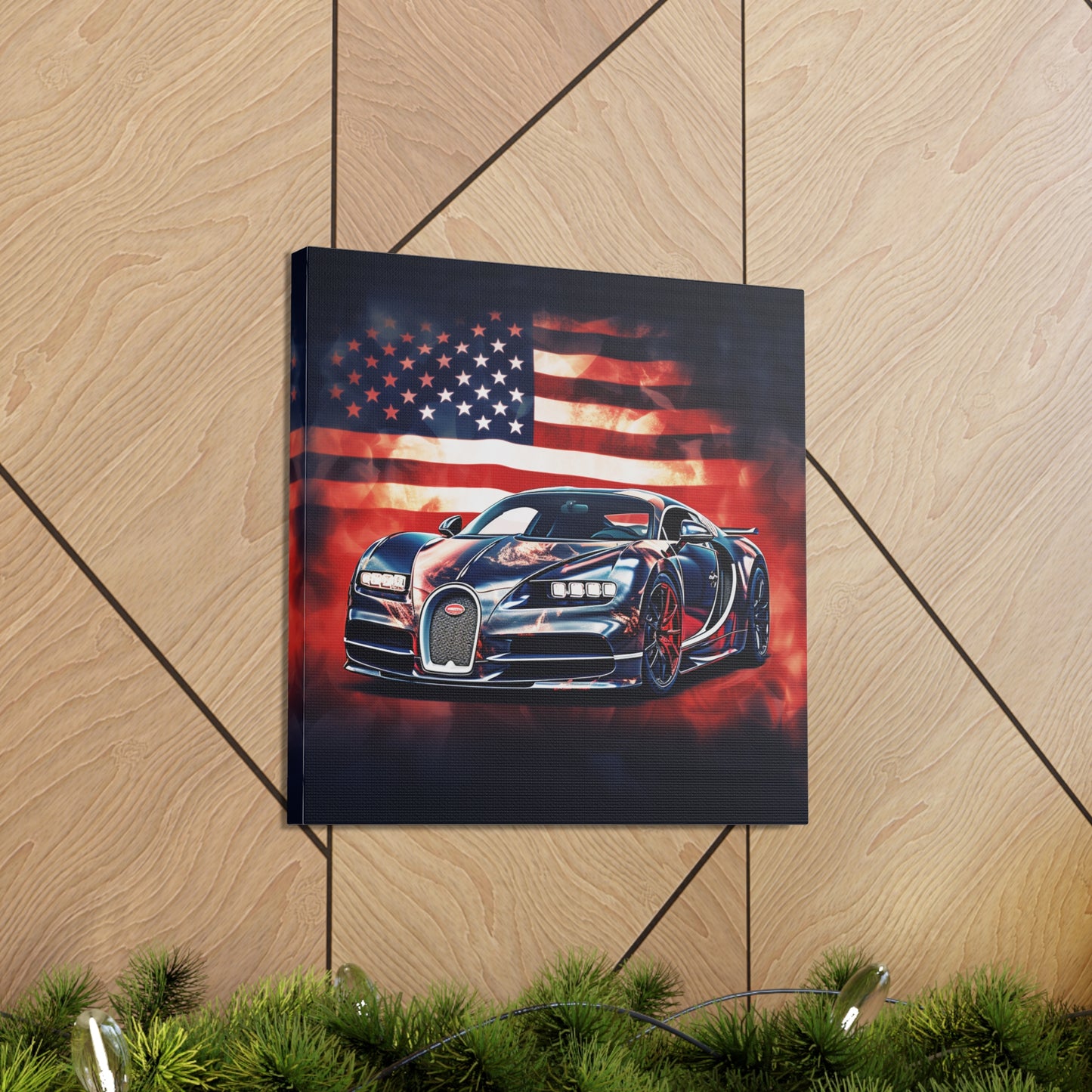 Canvas Gallery Wraps Abstract American Flag Background Bugatti 4