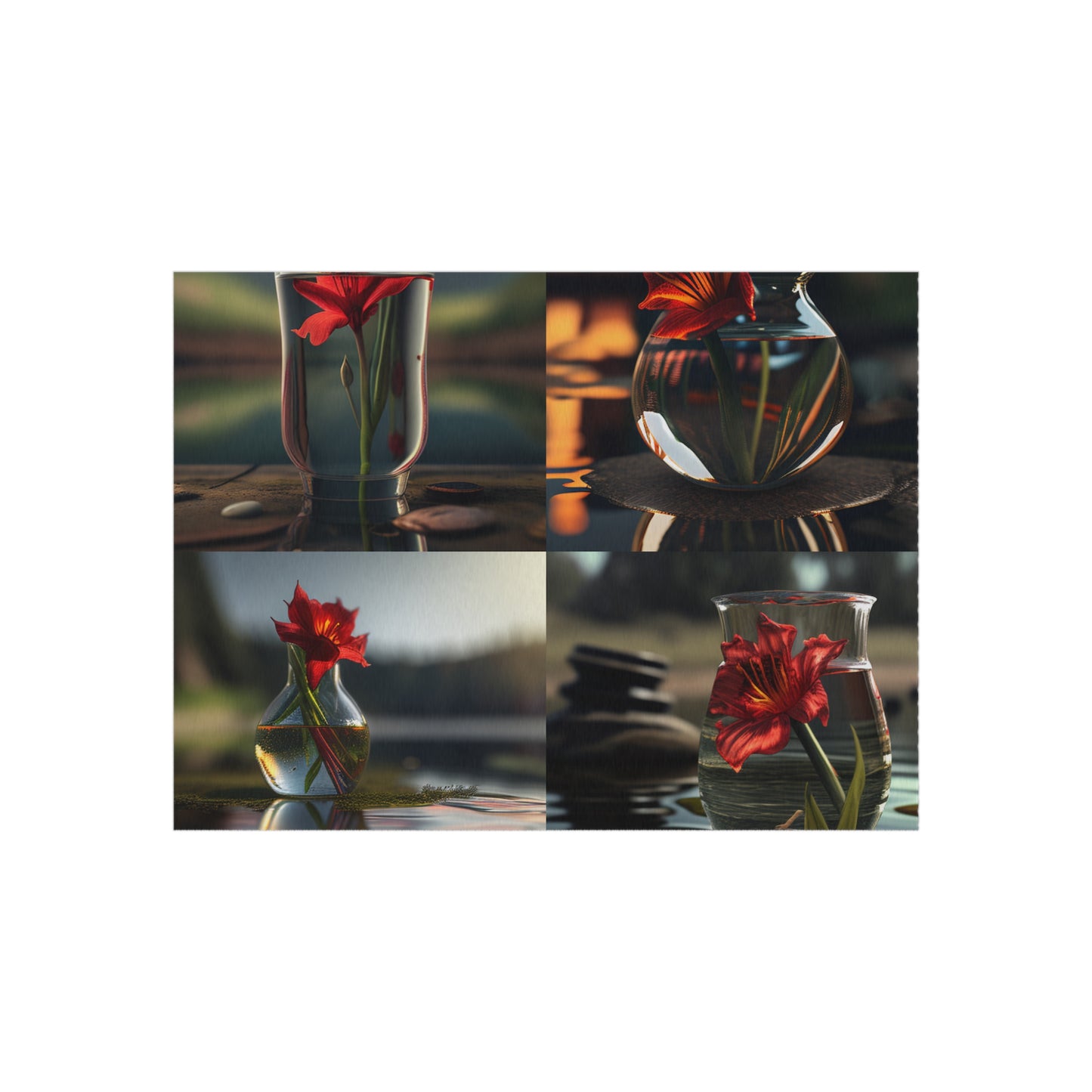 Outdoor Rug  Red Lily in a Glass vase 5
