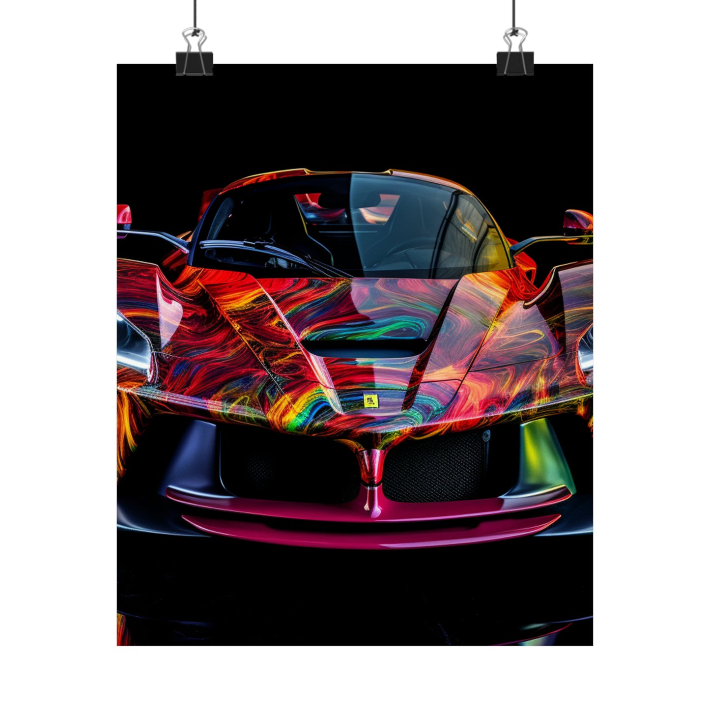 Premium Matte Vertical Posters Ferrari Neon 3