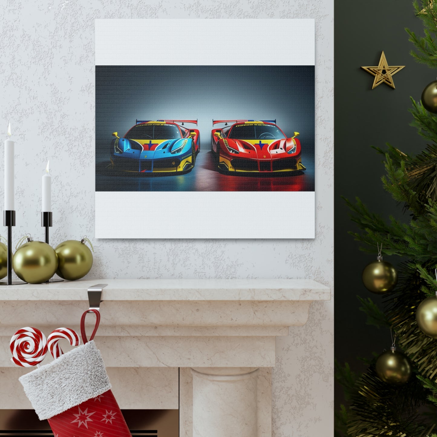 Canvas Gallery Wraps Ferrari Red Blue 2