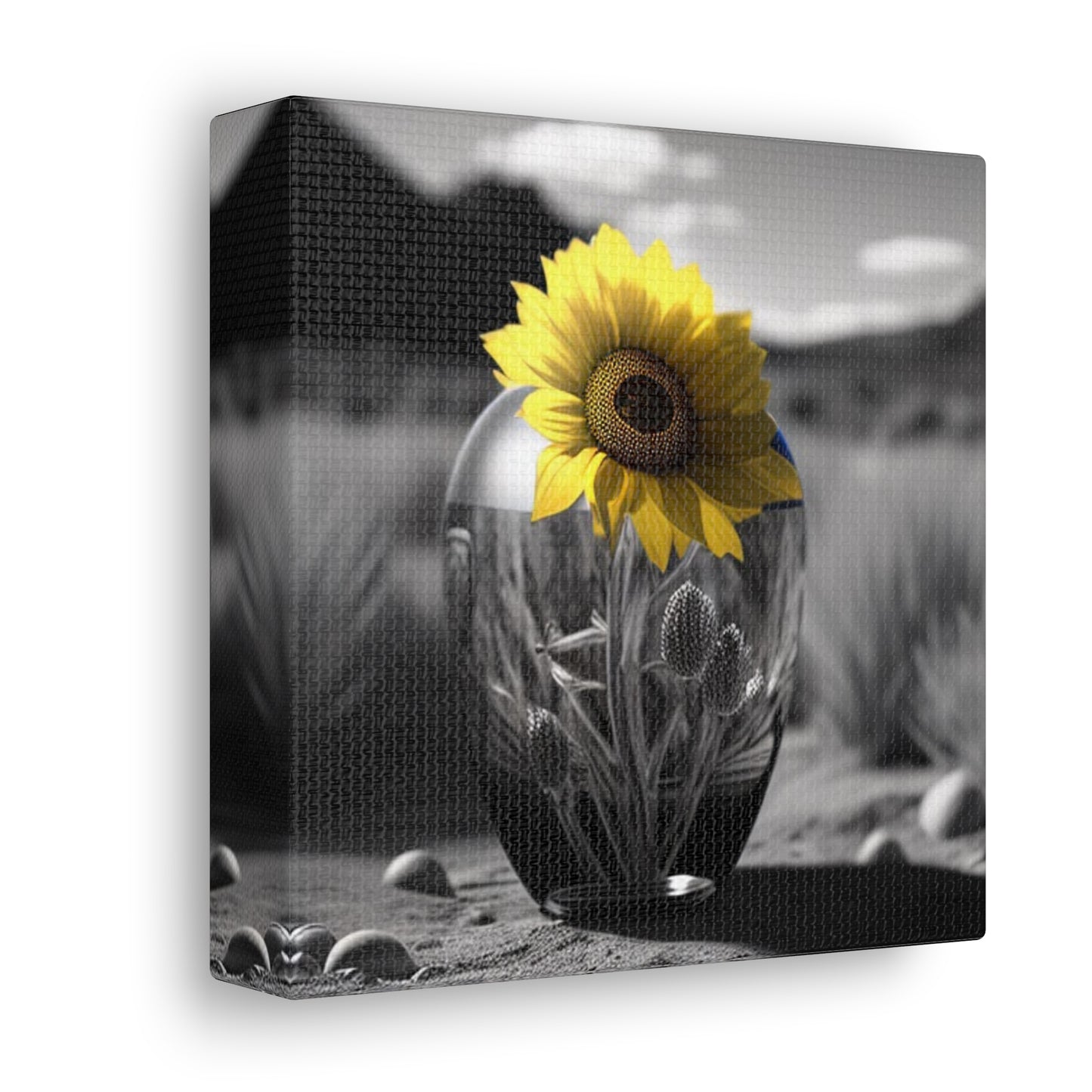 Canvas Gallery Wraps Yellw Sunflower in a vase 3