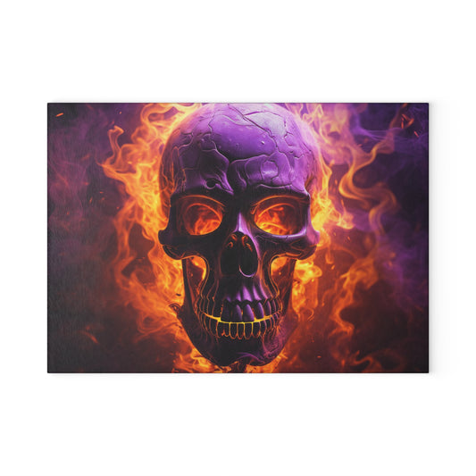 Glass Cutting Board Skull Flames 3