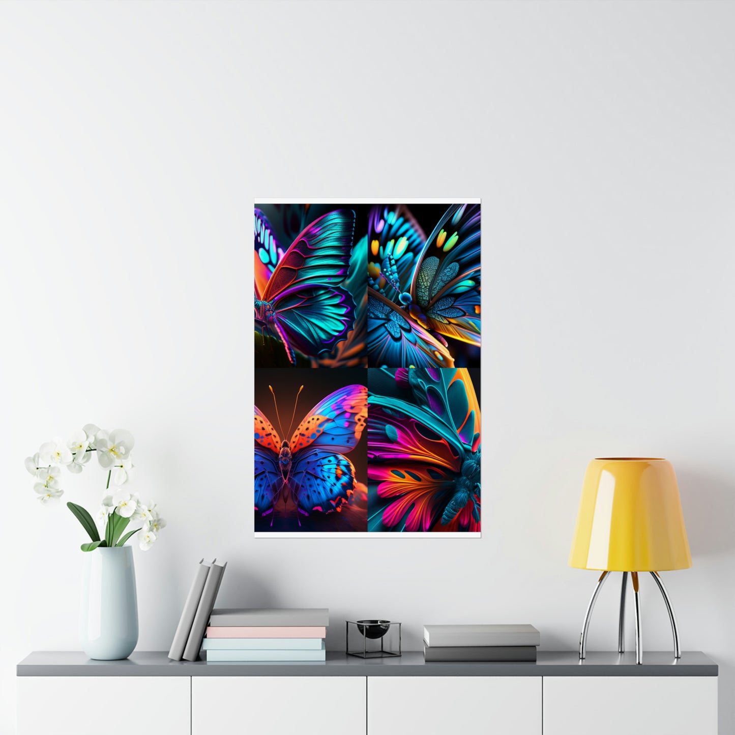 Premium Matte Vertical Posters Neon Butterfly Macro 5