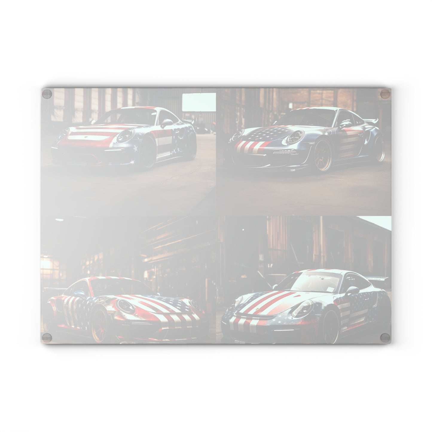 Glass Cutting Board American Flag Porsche 5