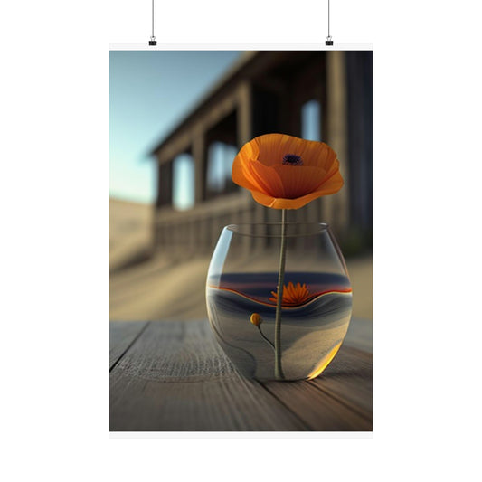 Premium Matte Vertical Posters Poppy in a Glass Vase 4