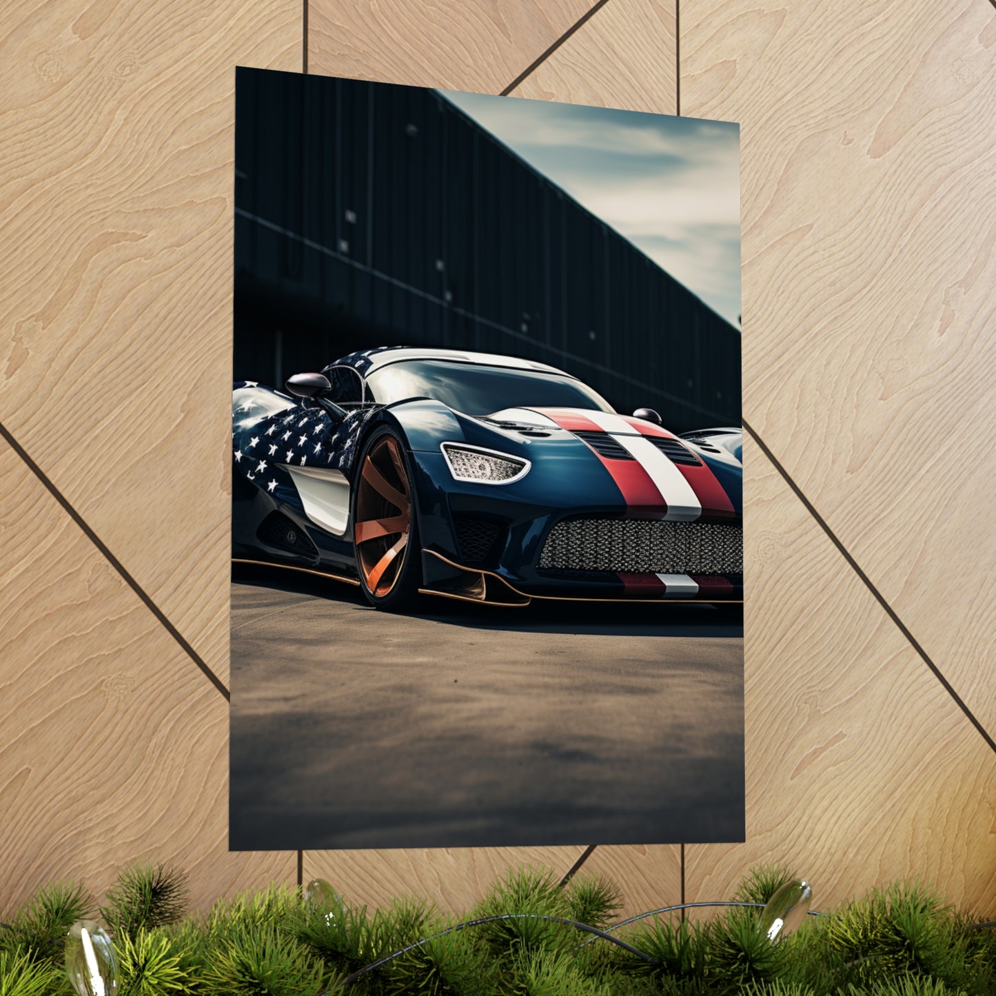 Premium Matte Vertical Posters Bugatti Flag American 2