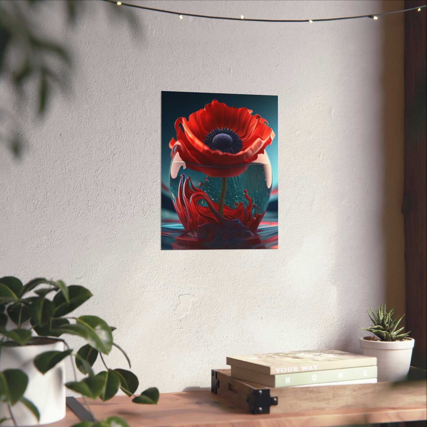 Premium Matte Vertical Posters Red Anemone in a Vase 2