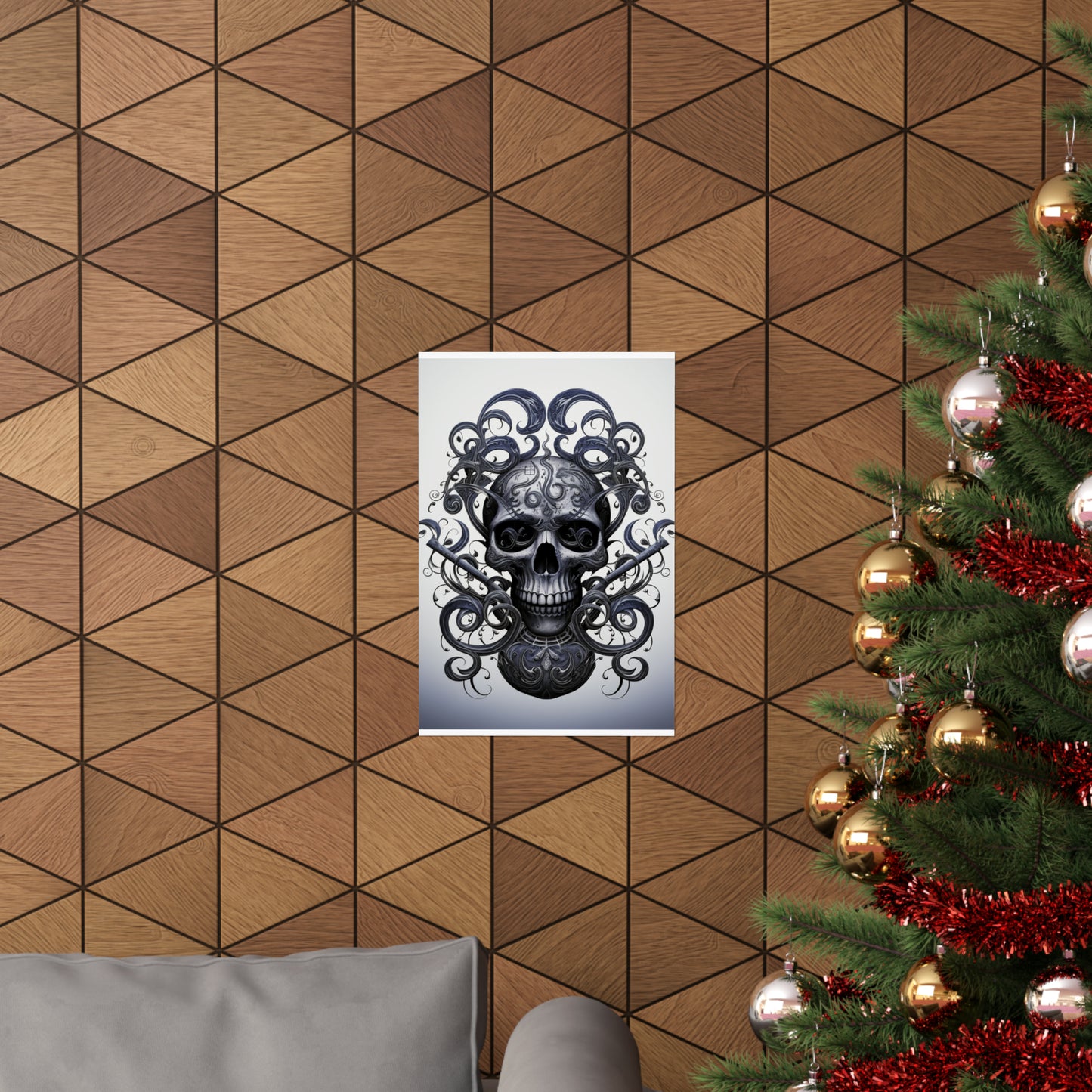 Premium Matte Vertical Posters Skull Treble Clef 1