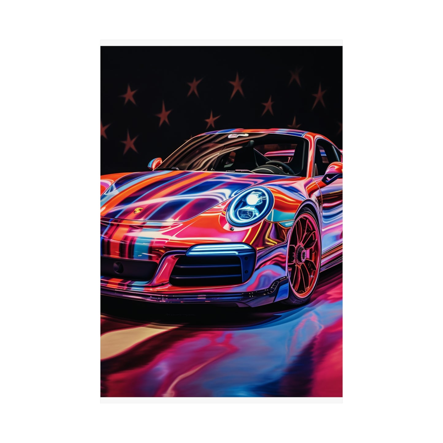 Premium Matte Vertical Posters Macro American Flag Porsche 4