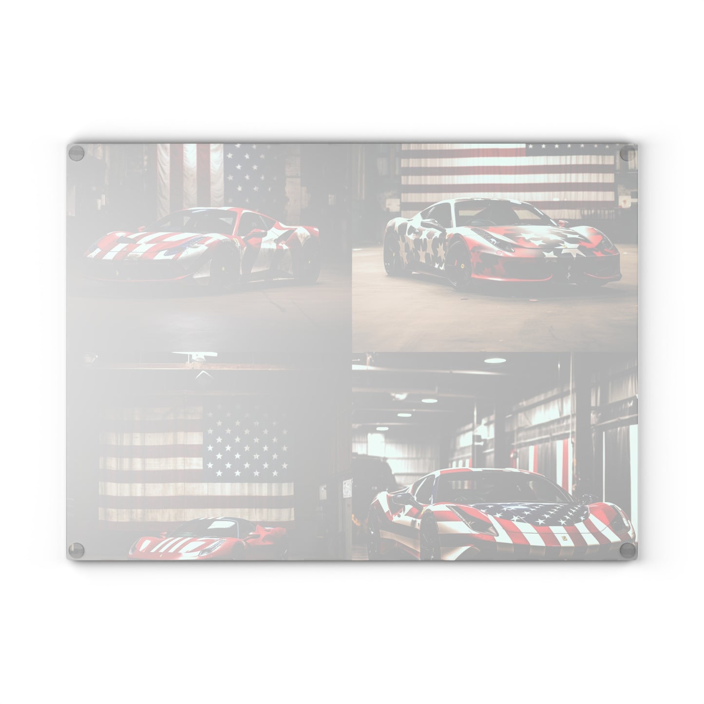 Glass Cutting Board American Flag Farrari 5