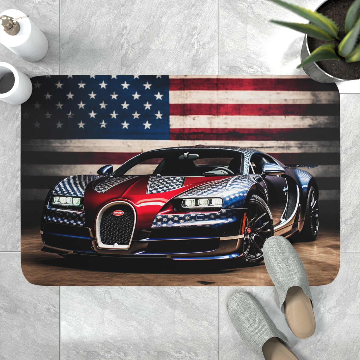 Memory Foam Bath Mat Bugatti American Flag 1