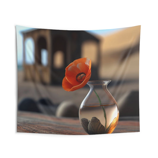 Indoor Wall Tapestries Poppy in a Glass Vase 1
