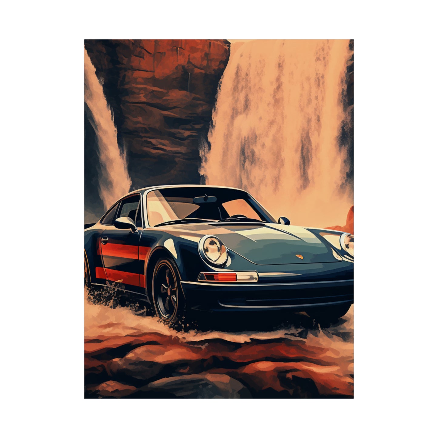 Premium Matte Vertical Posters American Flag Porsche Abstract 3