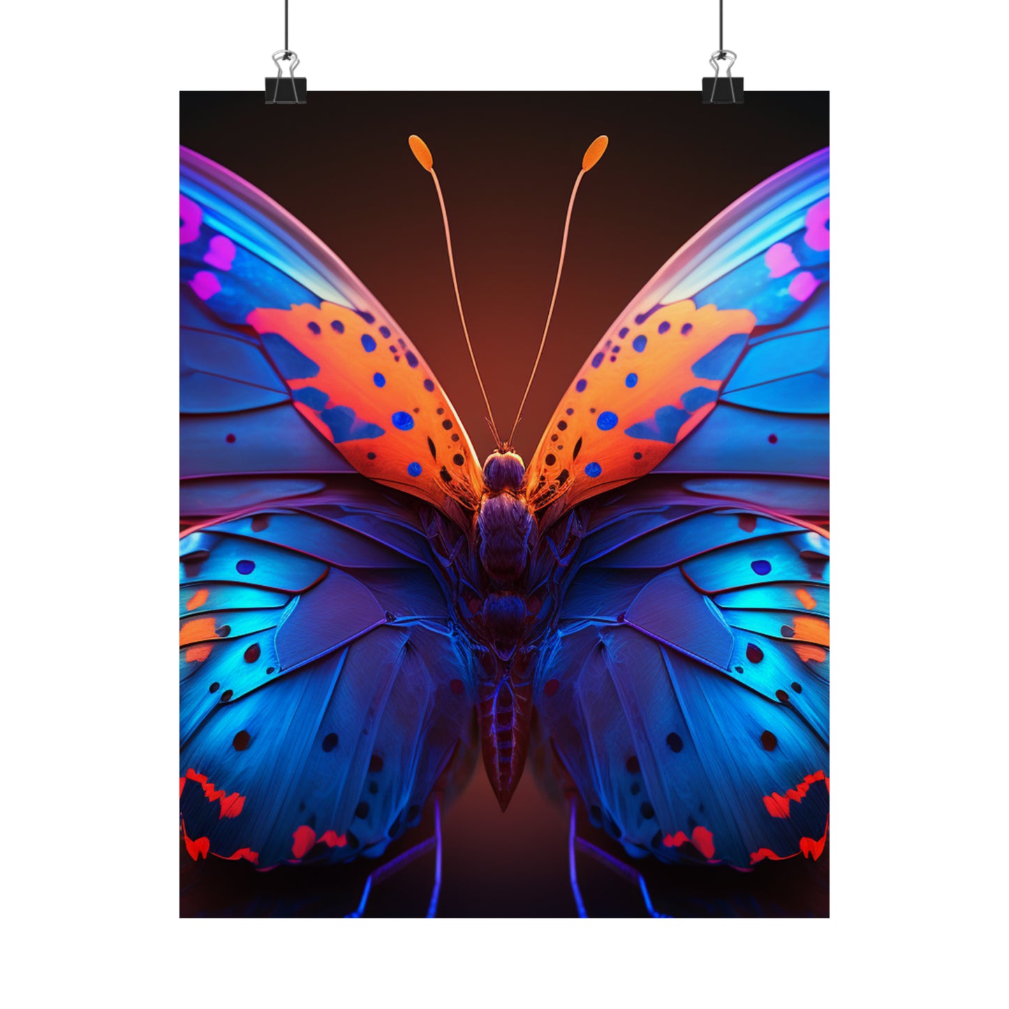 Premium Matte Vertical Posters Neon Butterfly Macro 3