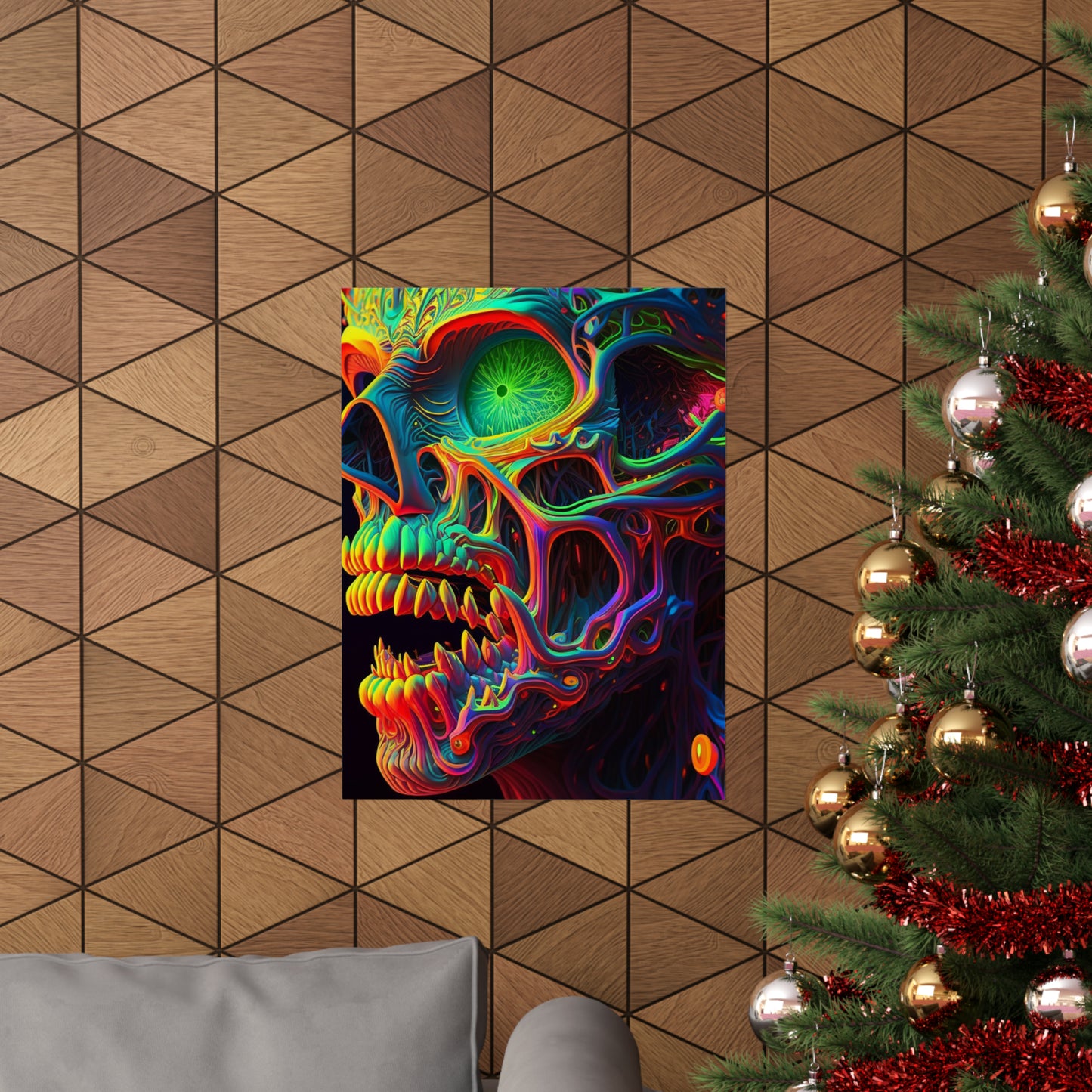 Premium Matte Vertical Posters Florescent Skull Death 1