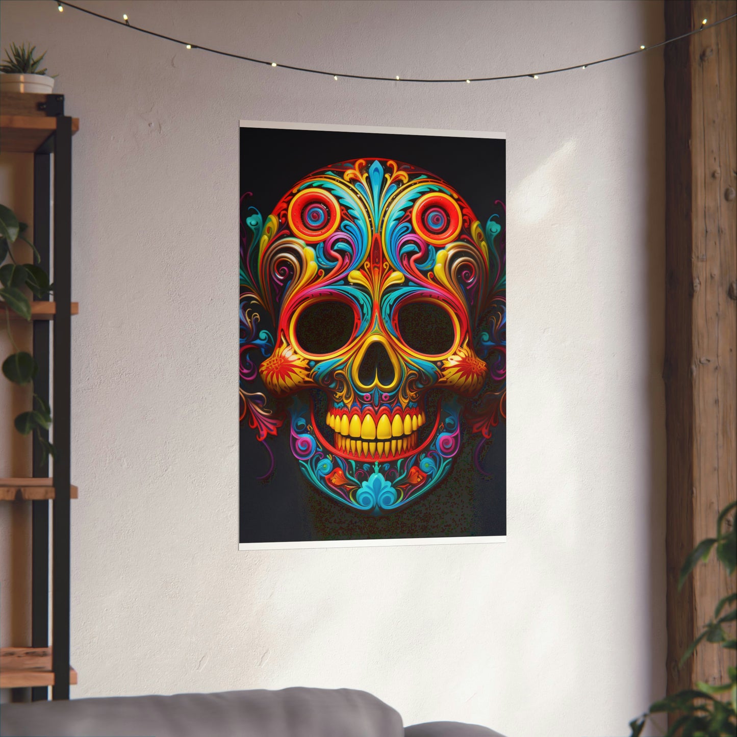 Premium Matte Vertical Posters Macro Skull Color 1