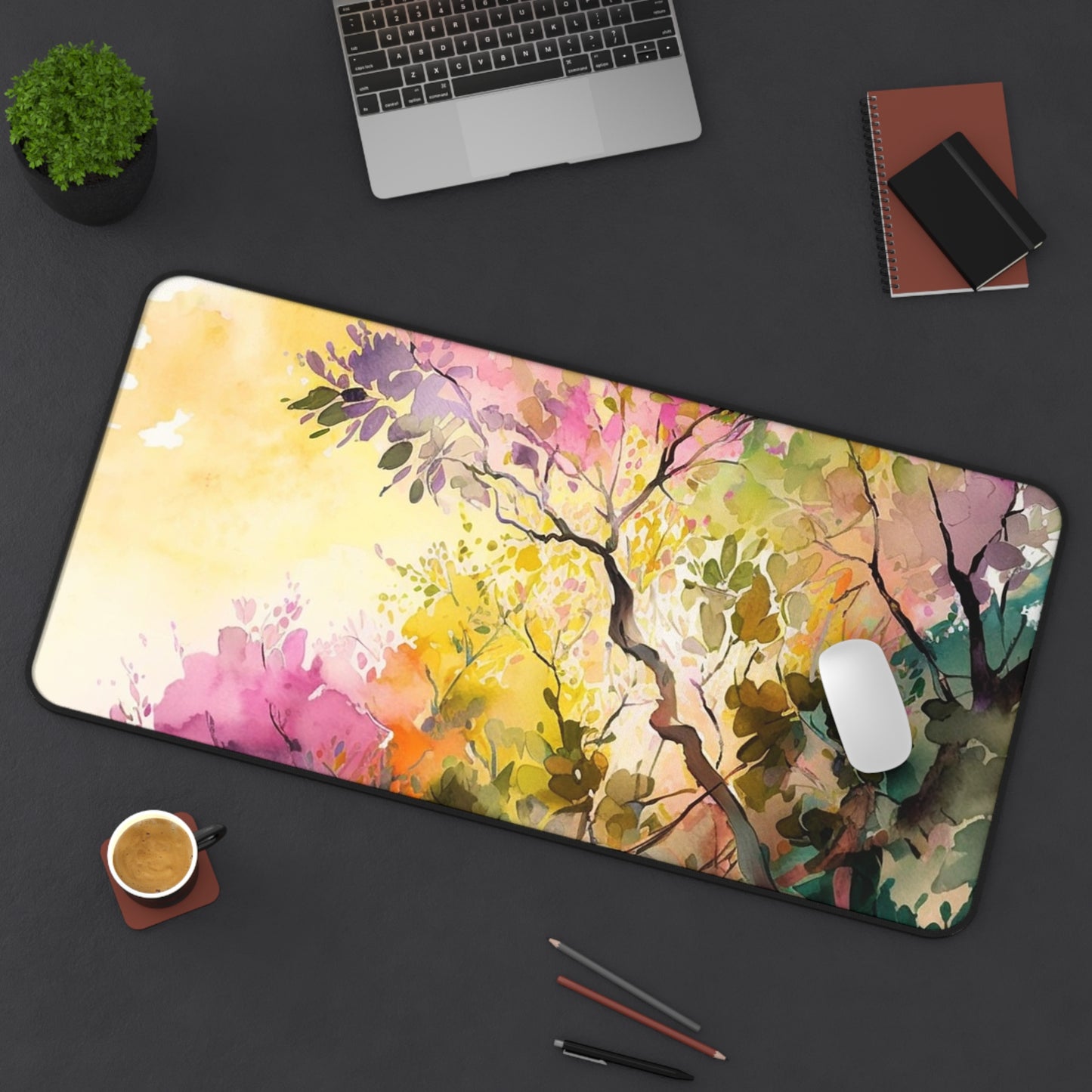 Desk Mat Mother Nature Bright Spring Colors Realistic Watercolor 2