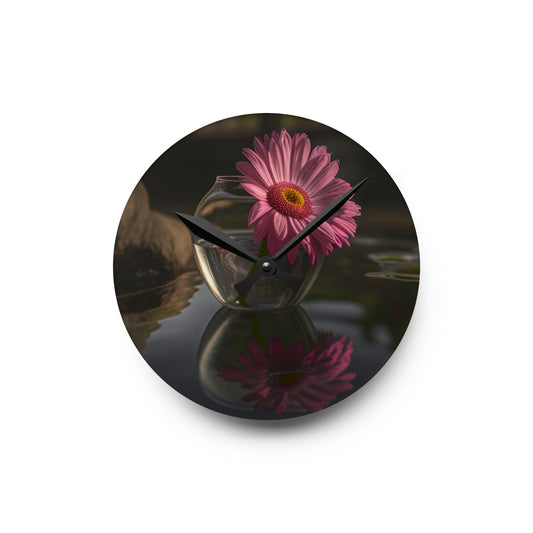 Acrylic Wall Clock Pink Daisy 2