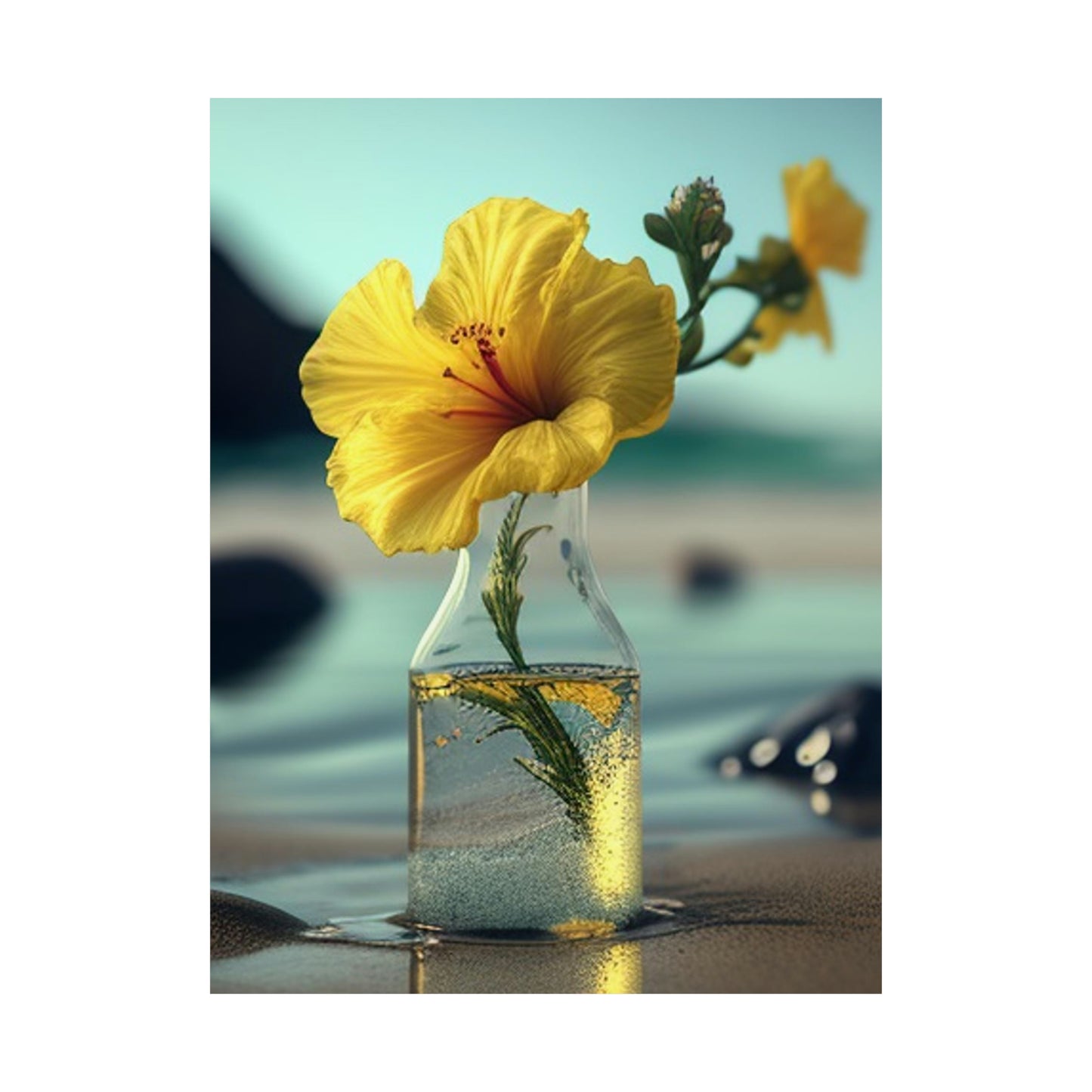 Premium Matte Vertical Posters Yellow Hibiscus glass 3