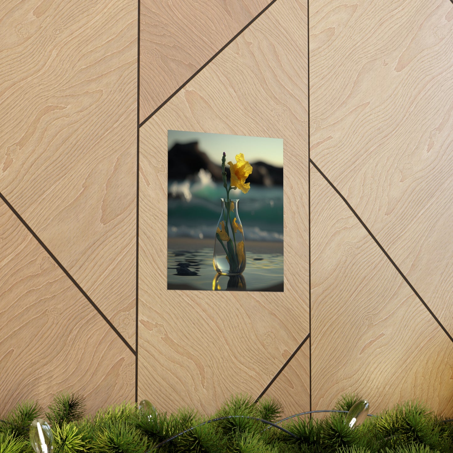 Premium Matte Vertical Posters Yellow Gladiolus glass 2