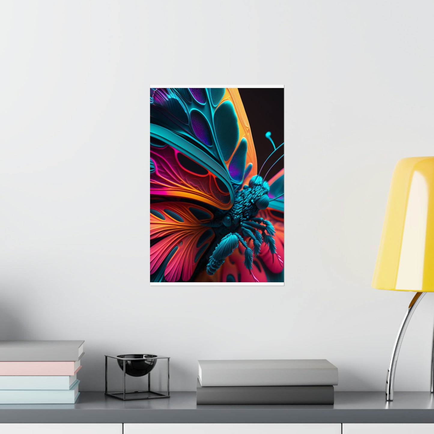 Premium Matte Vertical Posters Neon Butterfly Macro 4