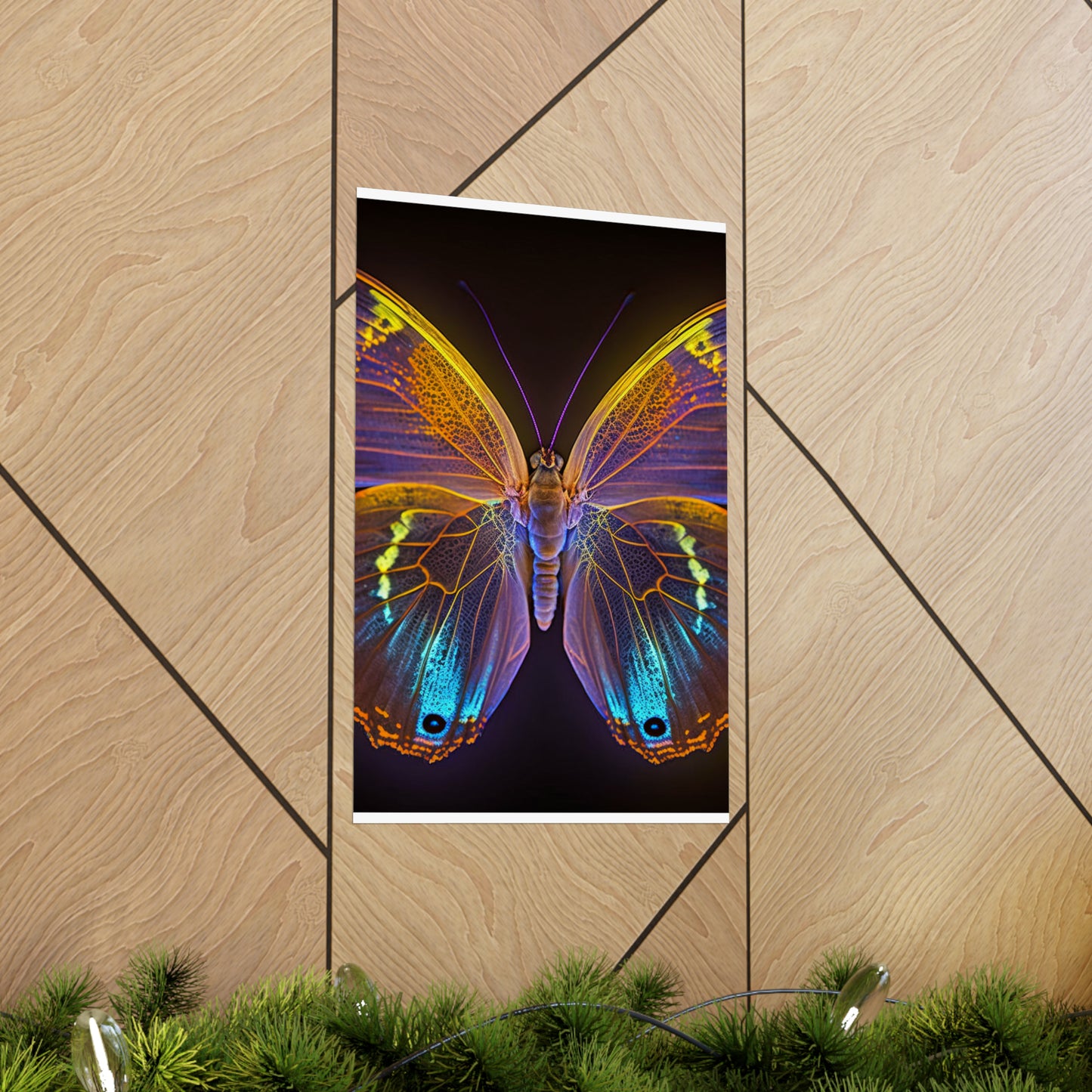 Premium Matte Vertical Posters Neon Butterfly Flair 2