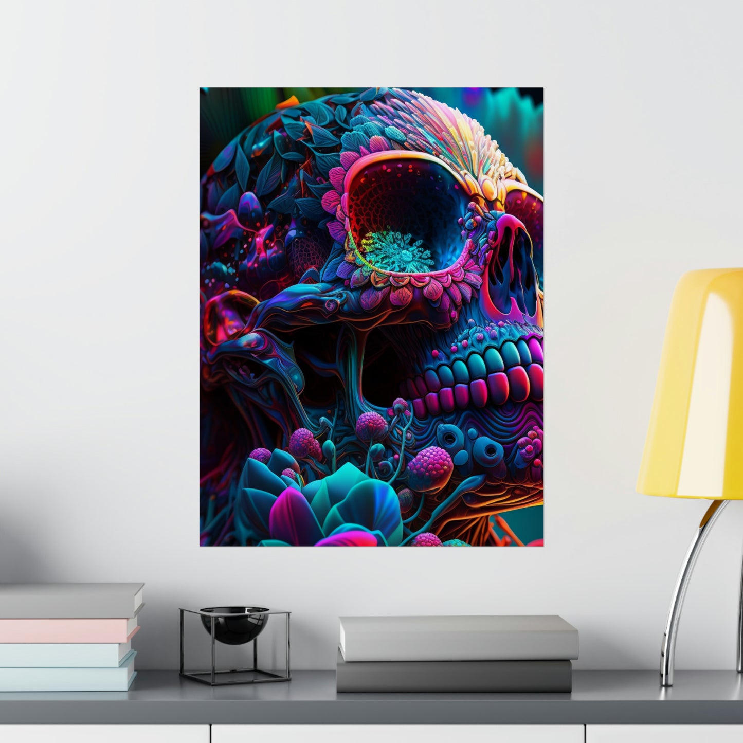 Premium Matte Vertical Posters Florescent Skull Death 3